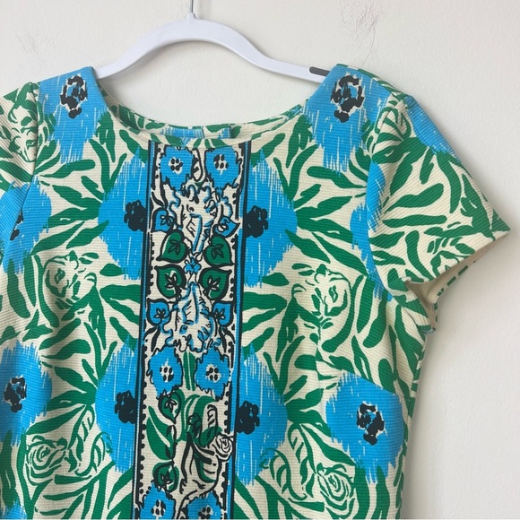 Lilly Pulitzer Layton Sea Oak Ikat Shift Dress Blue Green - Picture 3 of 5